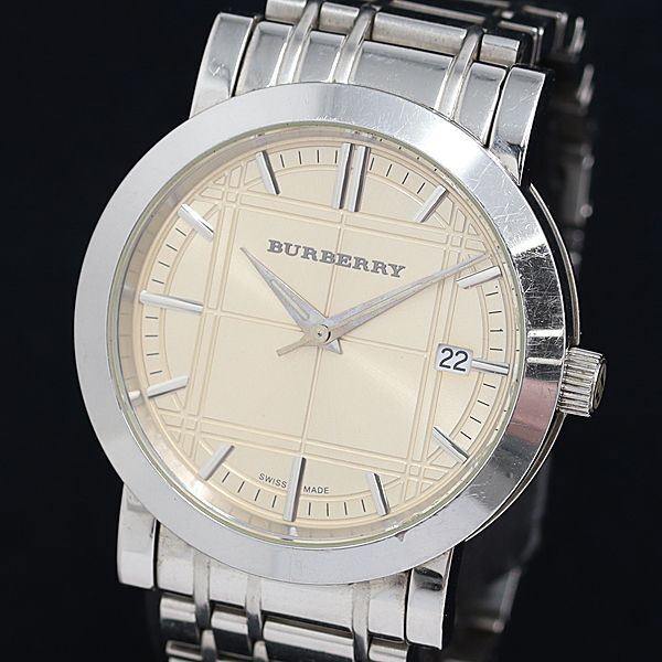 1 jpy operation superior article QZ Burberry BU1352 50m Date beige face men's wristwatch OKZ 2147000 4NBG1