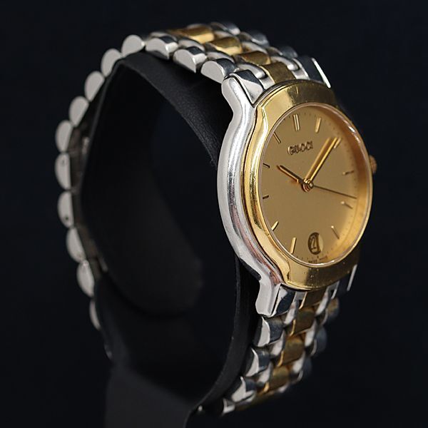 1 jpy operation superior article QZ Gucci 8000.2 M Date Gold face men's wristwatch OKZ 2147000 4NBG1