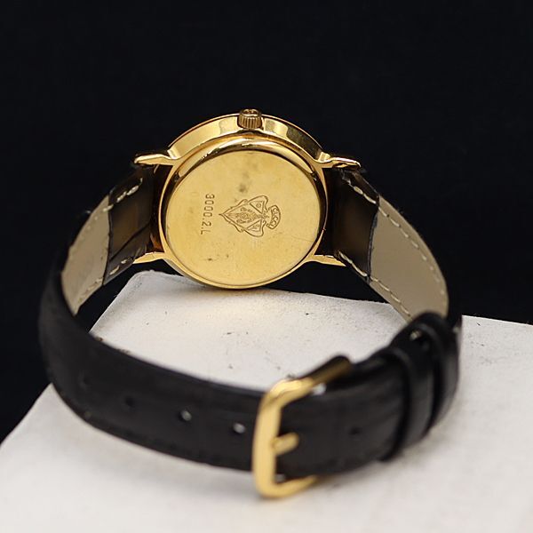 1円 稼働 良品 QZ グッチ 3000.2.L ゴールド文字盤 レディース腕時計 OKZ 2147000 4NBG1の画像4