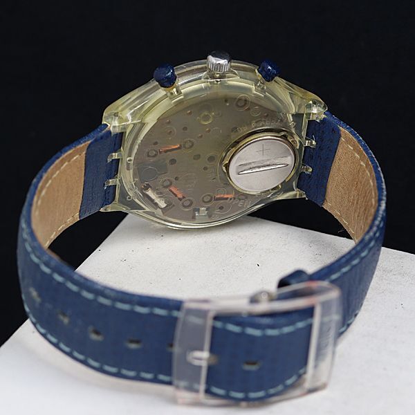 1 jpy operation superior article QZ Swatch chronograph Date smoseko blue face men's wristwatch OKZ 7561000 4APY