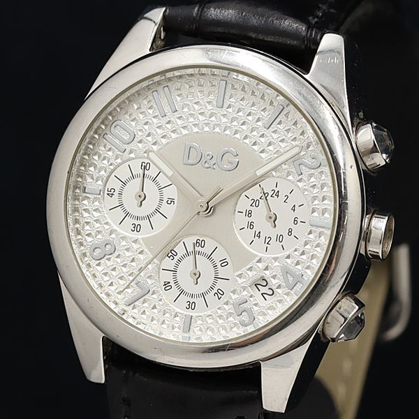 1 jpy operation superior article QZ Dolce & Gabbana Date chronograph silver face men's wristwatch OKZ 0174000 3YBY