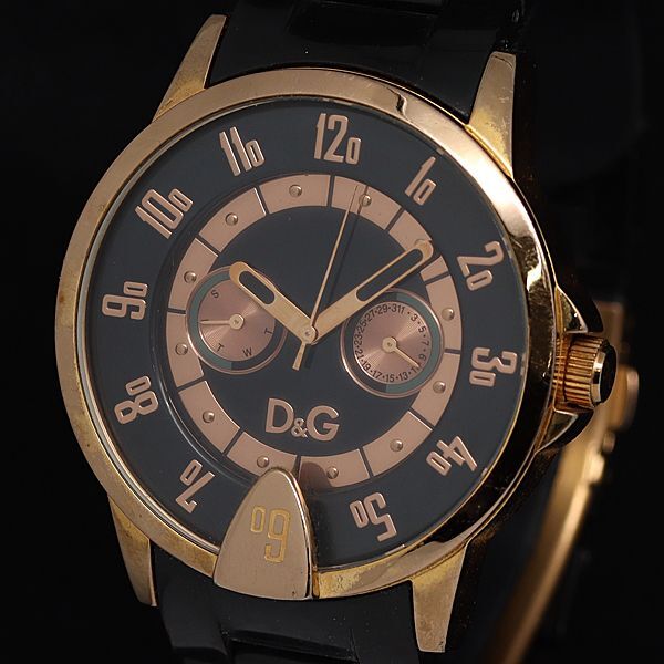 1 иена, эксплуатируя Dolce -end Gappana QZ Black Dial Daitate Men's Watch Ktr 0561000 3ert