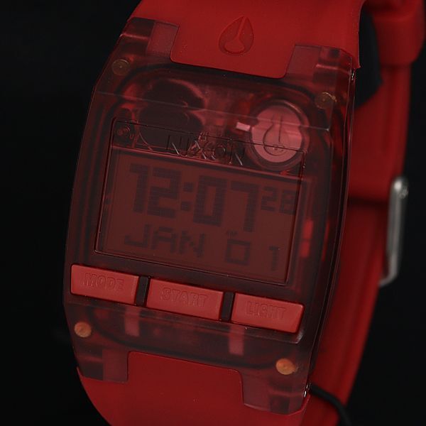 1円 稼動 未使用品 QZ 箱付 定価約￥14,000 ニクソン A408 191 コンプ レッド デジタル文字盤 メンズ腕時計 KTR 2000000 NSKの画像1
