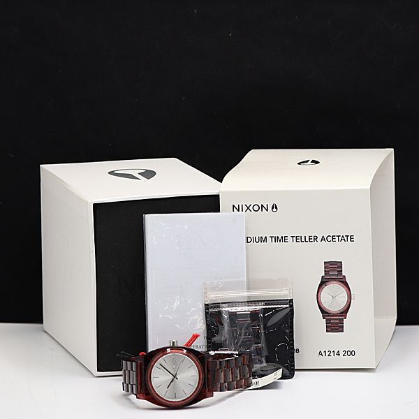 1円 箱/コマ3付 ニクソン QZ A1214 200 ミディアムタイムテラー アセテート シルバー文字盤 レディース腕時計 SGN 2000000 NSKの画像5