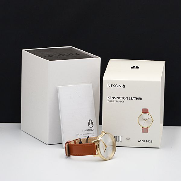 1円 箱付 稼働 未使用品 ニクソン A108 1425 QZ ケンジントン レザー シルバー文字盤 定価約￥19,000 レディース腕時計 OGI 2000000 NSKの画像5