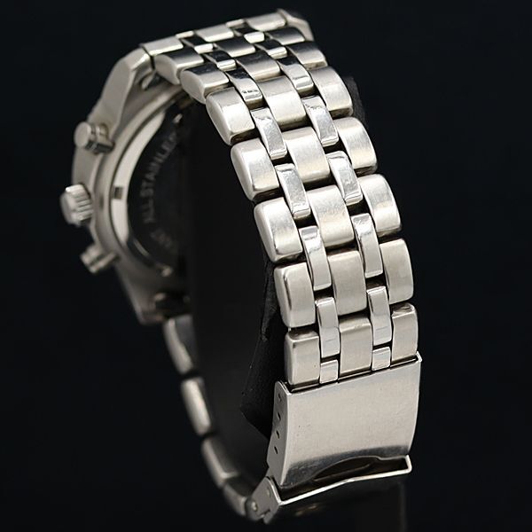 1円 稼働 良品 QZ ANA クロノグラフ デイト 黒文字盤 メンズ腕時計 OKZ 6725000 3ETY_画像3