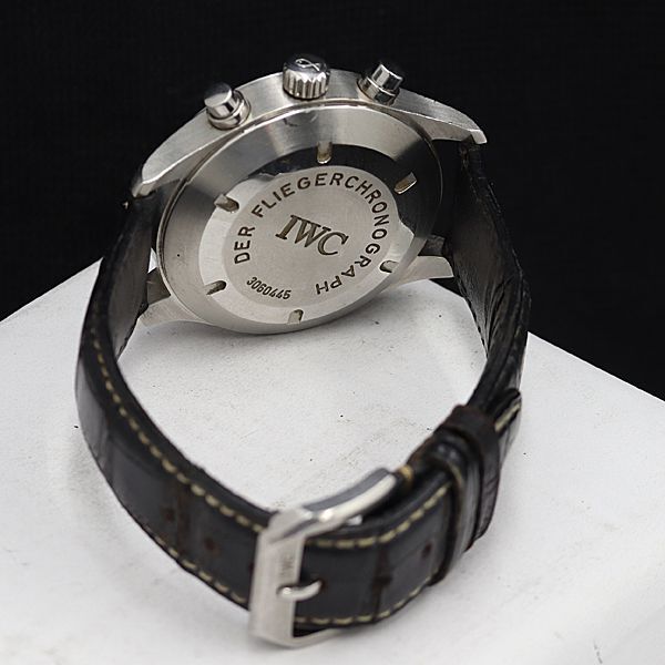 1円 稼動 良品 IWC スピットファイヤー IW370613 AT/自動巻 ブラック文字盤 クロノグラフ デイデイト メンズ腕時計 DOI 0003520 4RKTの画像4