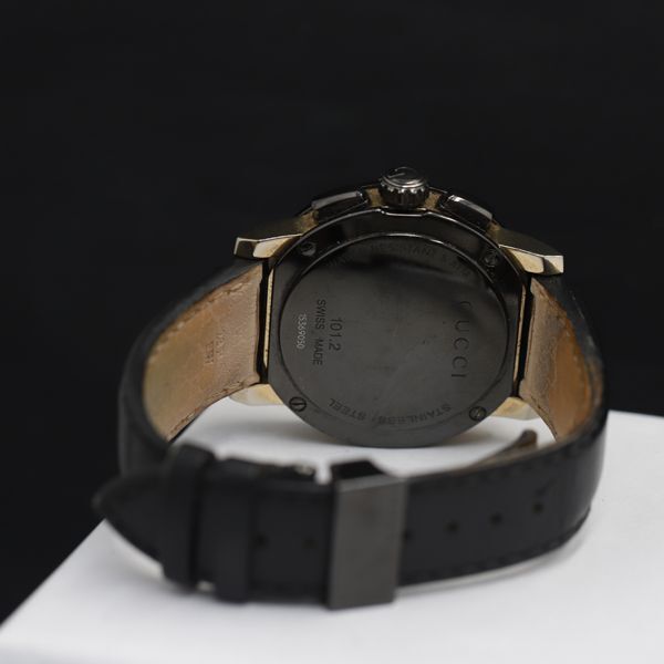 1円 グッチ 101.2 ブラック文字盤 QZ Gタイムレス クロノ スモセコ メンズ腕時計 KRK 0025300 4RKTの画像4