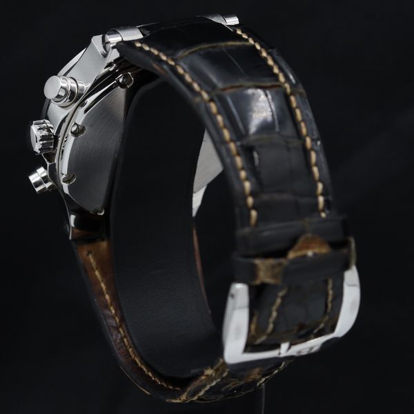 1円 稼働 ブティ 200ｍ N.388/1000 AT/自動巻き 石付 ヤニック クロノグラフ ブラック文字盤 メンズ腕時計 TKD 0015400 4RKTの画像3