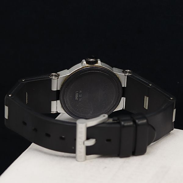 1円 稼働 良品 ブルガリ アルミニウム AL32TA QZ デイト 黒文字盤 ボーイズ/メンズ腕時計 OKZ 3286300 4DITの画像4