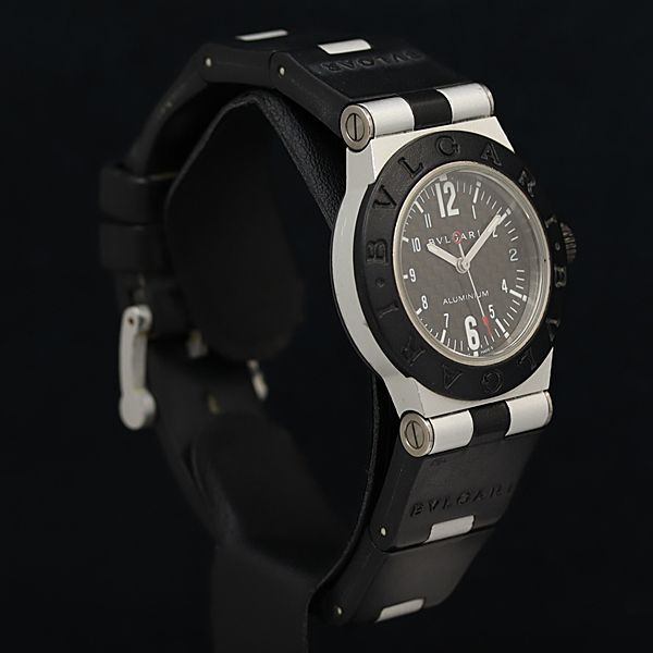 1円 稼働 良品 ブルガリ アルミニウム AL32TA QZ デイト 黒文字盤 ボーイズ/メンズ腕時計 OKZ 3286300 4DITの画像2