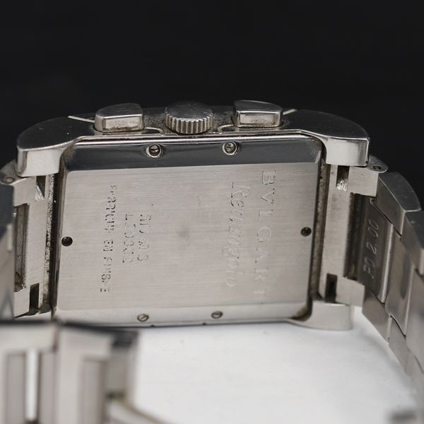 1円 ブルガリ レッタンゴロ RTC49S QZ 黒文字盤 クロノ デイト メンズ腕時計 KRK 8948000 4DITの画像4