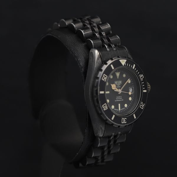 1円 タグホイヤー QZ 1000 プロフェッショナル200M 980.025N 黒文字盤 デイト レディース腕時計 KRK 0067100の画像2