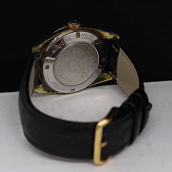 1円 稼動 ラドー ゴールデンホース 手巻き シャンパン文字盤 デイト メンズ腕時計 OGI 0056100の画像4