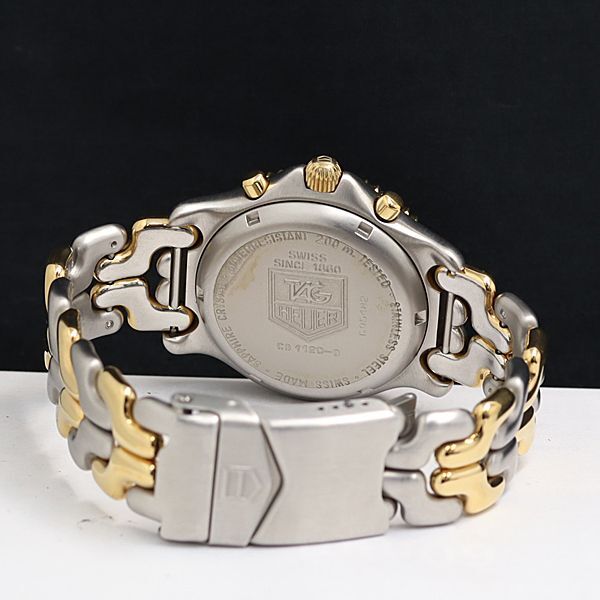 1円 箱/コマ1付 タグホイヤー QZ セル C0-1120-0 スモセコ デイト ホワイト文字盤 メンズ腕時計 YUM 0037400の画像4