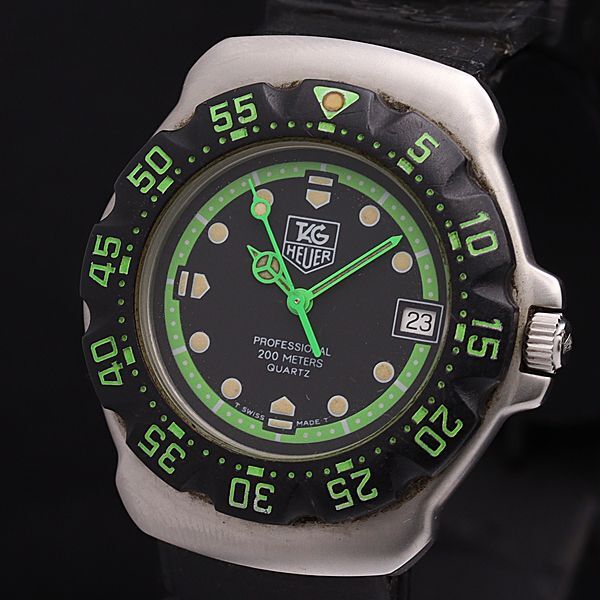 1円 タグホイヤー フォーミュラ1 WA1215 ブラック文字盤 プロフェッショナル200m デイト QZ メンズ腕時計 NSY 0551100 4PRTの画像1