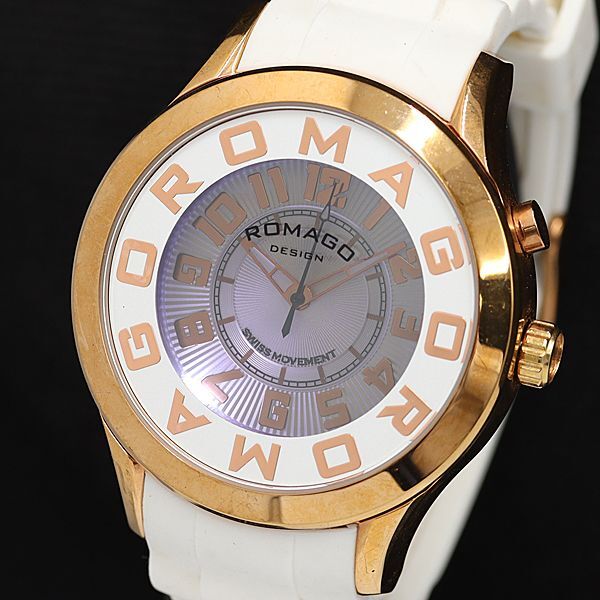 1円 稼働 良品 ロマゴ QZ RMO15-0162-4 シルバー文字盤 ユニセックス腕時計TCY 6054000 4ETY_画像1