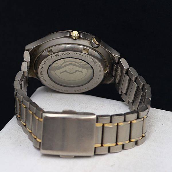 1円 キネティック AGS セイコー スピリット 5M43-0B50 チタン 裏スケ シルバー文字盤 デイデイト メンズ腕時計 OKZ 5511000 4PRT_画像4