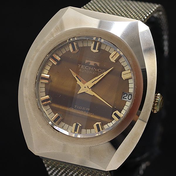 1 иен Tecnos AT/ самозаводящиеся часы градация Brown циферблат Vintage Date мужские наручные часы KMR 5643000 4PRT