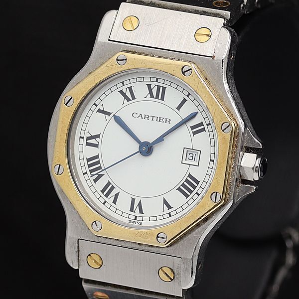 1 иен работа хорошая вещь Cartier AT K18YG/SS белый циферблат Date женские наручные часы TCY 0487410 4PRT