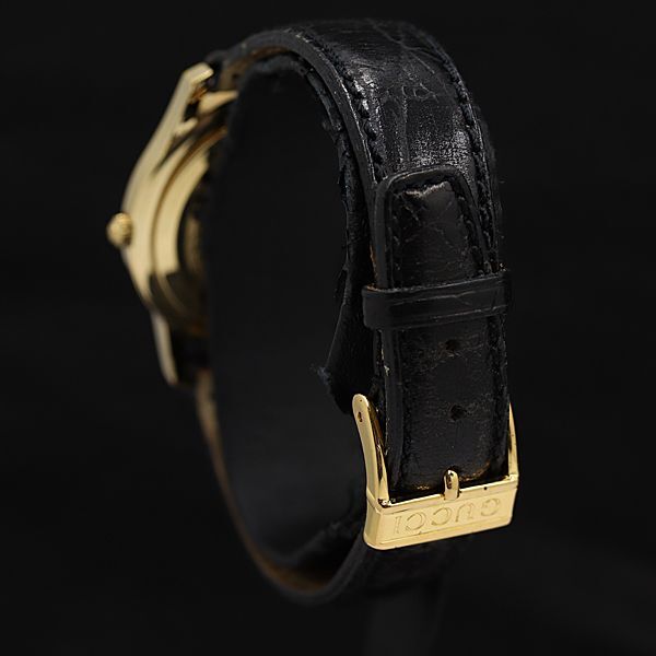 1 иен работа Gucci 5400M SS GP раунд Date QZ чёрный циферблат мужские наручные часы KMR 5808000 4PRT