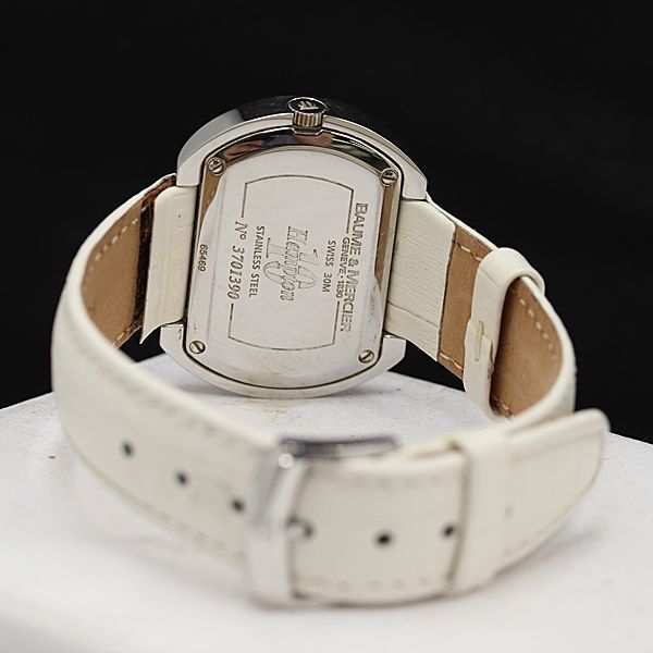 1円 稼働 ボーム&メルシエ 3701390 QZ ラウンド型 サークル 楕円 SS ホワイト文字盤 レディース腕時計 KMR 5237100 4PRTの画像4