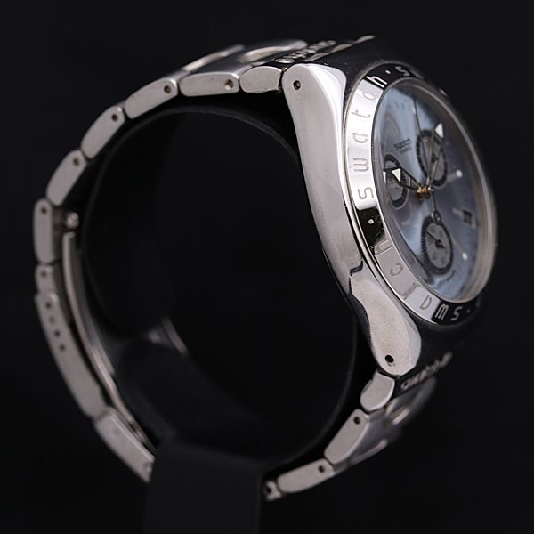 1 иен работа Swatch Irony V8 голубой циферблат Date хронограф QZ мужские наручные часы NSY 2756000 4BJY