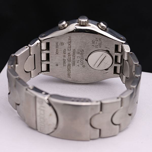 1 иен работа Swatch Irony V8 голубой циферблат Date хронограф QZ мужские наручные часы NSY 2756000 4BJY