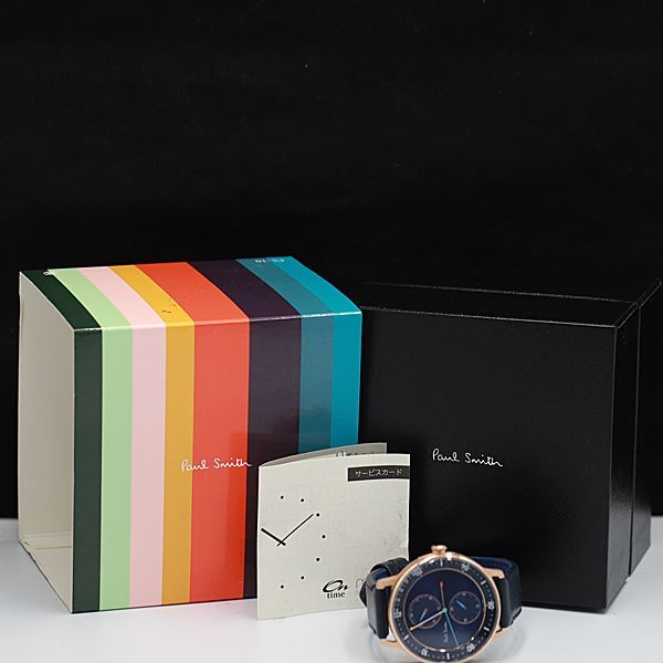 1 jpy operation guarantee / box attaching Paul Smith 6323-A1C8R01 QZ navy face lady's wristwatch SGN 0528000 4ERT