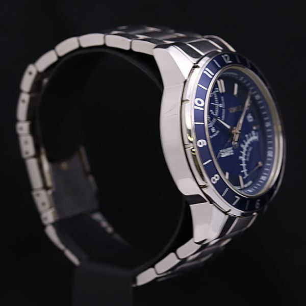 1円 稼働 タイメックス T2N501 ブルー文字盤 QZ クロノグラフ メンズ腕時計 NSY 8174000 4PRYの画像2