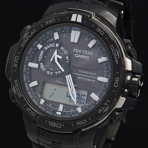 1円 稼働 良品 カシオ プロトレック PRW-6000YT タフソーラー 黒文字盤 デジアナ メンズ腕時計 OGI 2147000 4NBG1の画像1