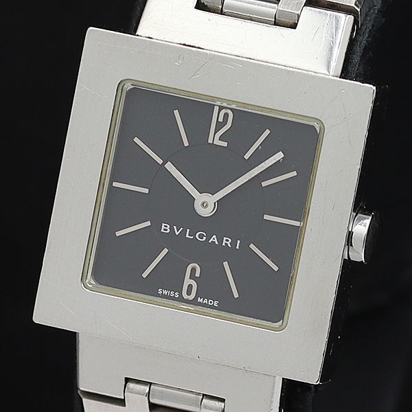 1円 稼働 ブルガリ クアドラード SQ22SS QZ ブラック文字盤 レディース腕時計 DOI 2136200 4ANTの画像1