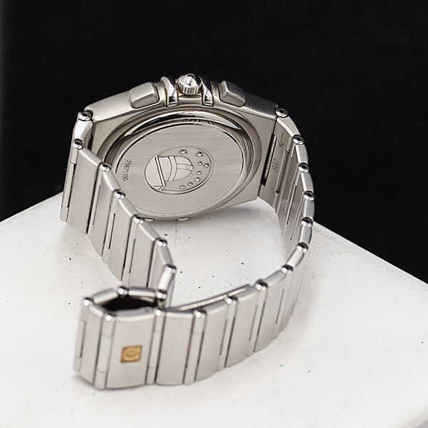 1円 稼働 良品 オメガ QZ コンステレーション グレー文字盤 フルバー クロノグラフ デイト メンズ腕時計 TCY0003410 4ANT_画像4
