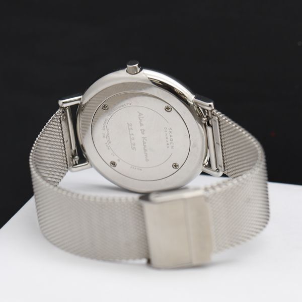 1円 稼働 QZ 保付き 良品 スカーゲン SKW2922 青文字盤 メンズ腕時計 KRK 8174000 4PRYの画像4