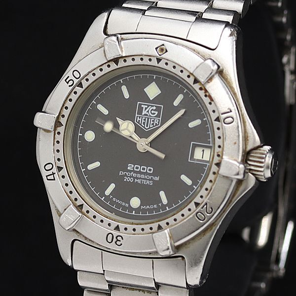 1円 稼働 良品 タグホイヤー QZ 962.013 プロフェッショナル グレー文字盤 デイト メンズ腕時計 TCY8680100 4ANTの画像1