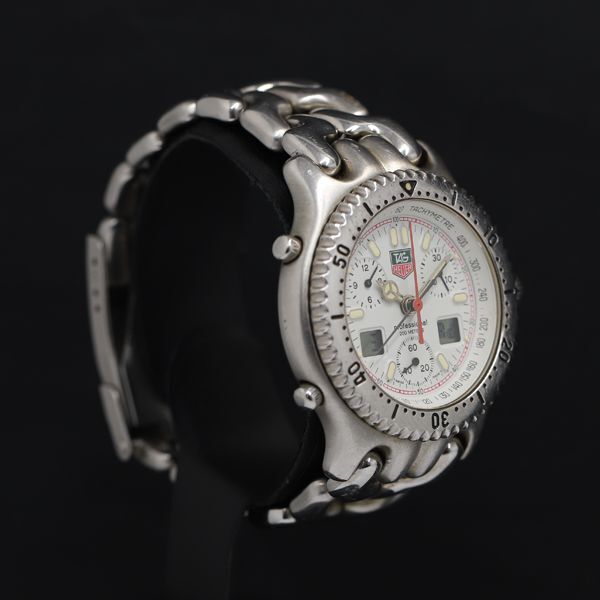 1円 QZ タグホイヤー プロフェッショナル200M CG1111-0 白文字盤 デジアナ クロノ メンズ腕時計 KRK 0068200 4ANTの画像2