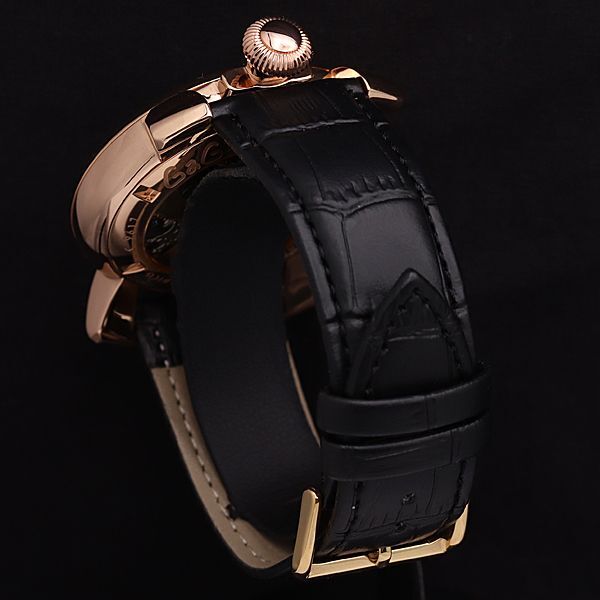 1 jpy operation superior article GaGa Milano ka licca Manuale 9617 hand winding silver face smoseko leather belt men's wristwatch DOI 3797000 4NBG2
