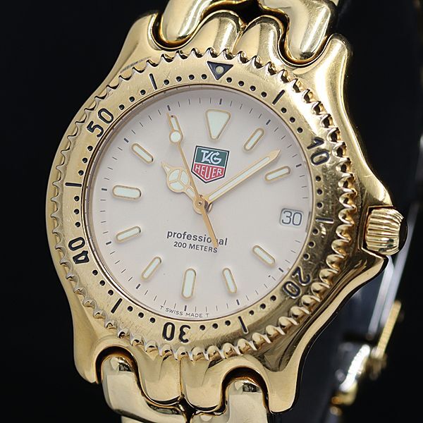 1 jpy operation TAG Heuer Professional 200 QZ Date ivory face S94.006K GP men's wristwatch KMR 0577200 4YBT
