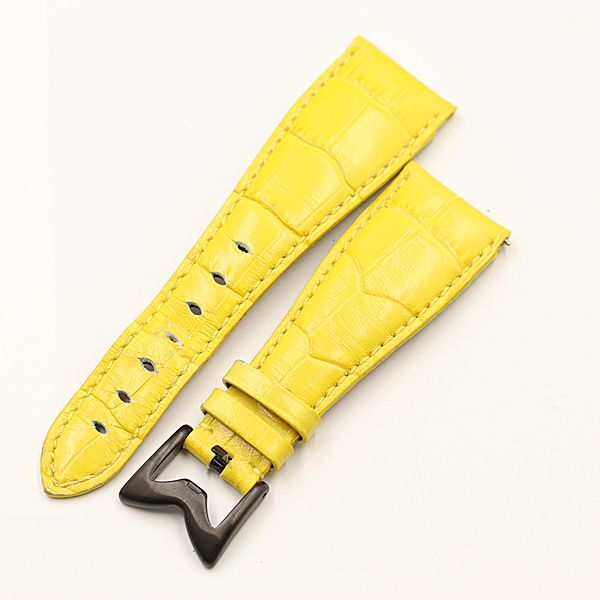 1 jpy superior article GaGa Milano original belt leather yellow 24mm for men's wristwatch for NSY 3797000 4NBG2