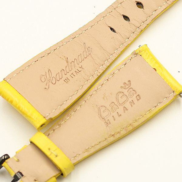 1 jpy superior article GaGa Milano original belt leather yellow 24mm for men's wristwatch for NSY 3797000 4NBG2