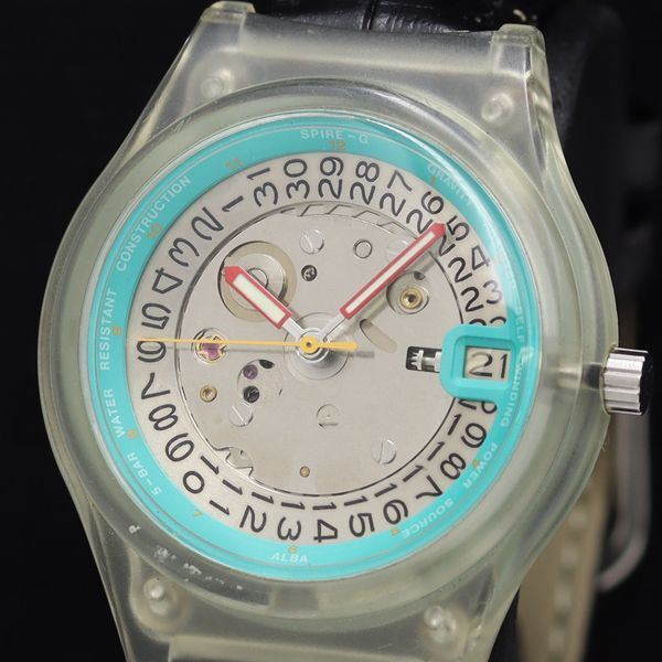 1円 セイコー アルバ SPIRE-G Y621-6010 デイト AT/自動巻き スケルトン文字盤 メンズ腕時計 TKD 腕時計 3797000 4NBG2_画像1