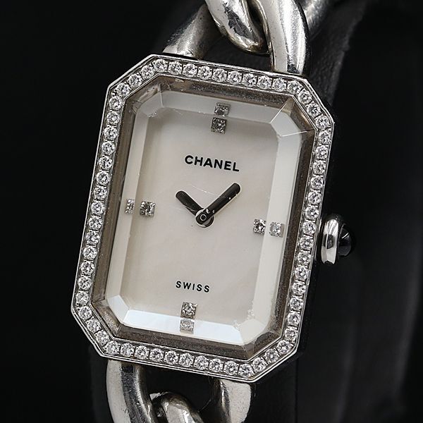 1 jpy operation Chanel Premiere QZ ok tagon4P diamond P.H.48325 silver face S size lady's wristwatch KMR 0724710 4YBT