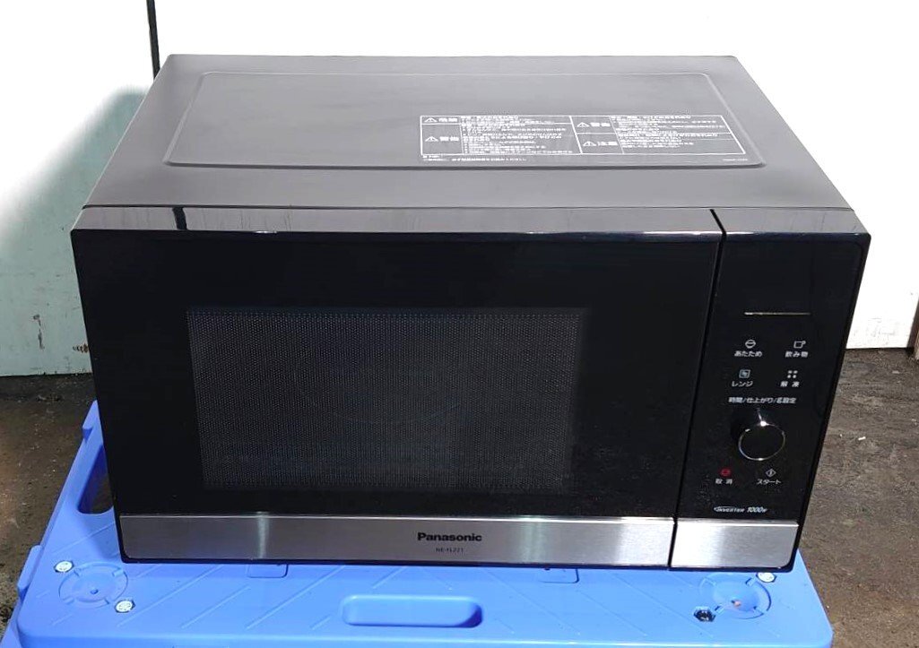 【大阪/岸和田発 格安自社便】Panasonic 電子レンジ フラットタイプ NE-FL221-K 22L メタルブラック 1000Wインバーター 蒸気センサー