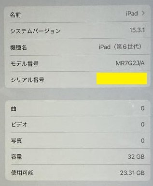 ジャンク品 Apple iPad 9.7インチ 第6世代 Wi-Fiモデル 32GB MR7G2J/A シルバー 指紋認証 Retinaディスプレイ搭載/7の画像9
