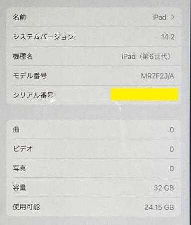 ジャンク品 Apple iPad 9.7インチ 第6世代 Wi-Fiモデル 32GB MR7F2J/A スペースグレイ 指紋認証 Retinaディスプレイ搭載/21_画像9