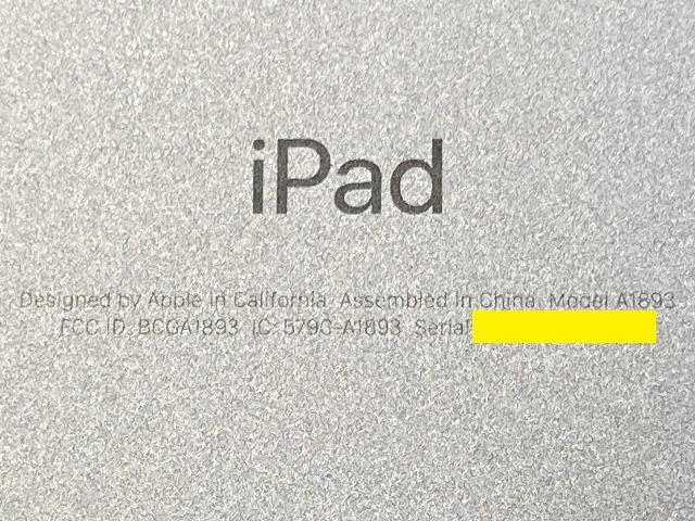 ジャンク品 Apple iPad 9.7インチ 第6世代 Wi-Fiモデル 32GB MR7F2J/A スペースグレイ 指紋認証 Retinaディスプレイ搭載/21の画像4