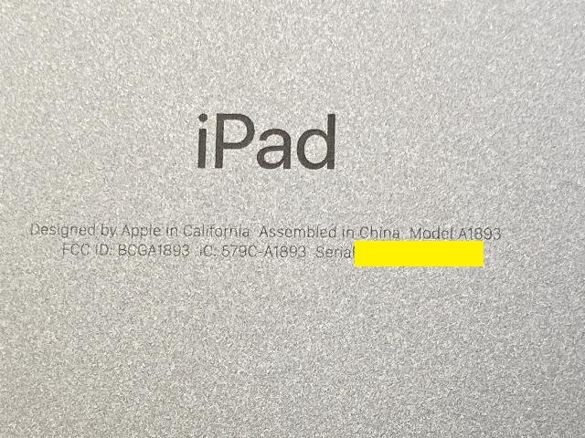 ジャンク品 Apple iPad 9.7インチ 第6世代 Wi-Fiモデル 32GB MR7F2J/A スペースグレイ 指紋認証 Retinaディスプレイ搭載/15の画像4