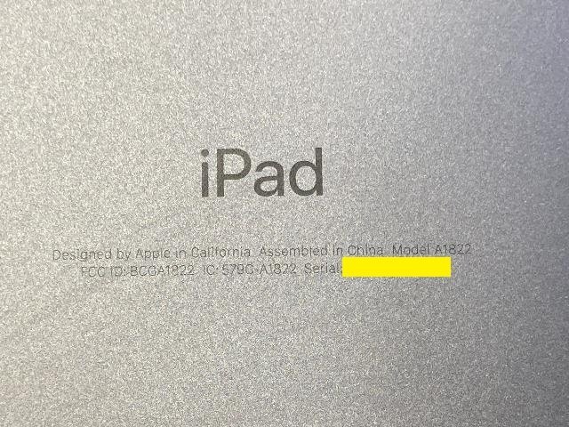 ジャンク品 Apple iPad 9.7インチ 第5世代 Wi-Fiモデル 32GB MP2F2J/A スペースグレイ A1822 指紋認証 Retinaディスプレイ搭載/43の画像4