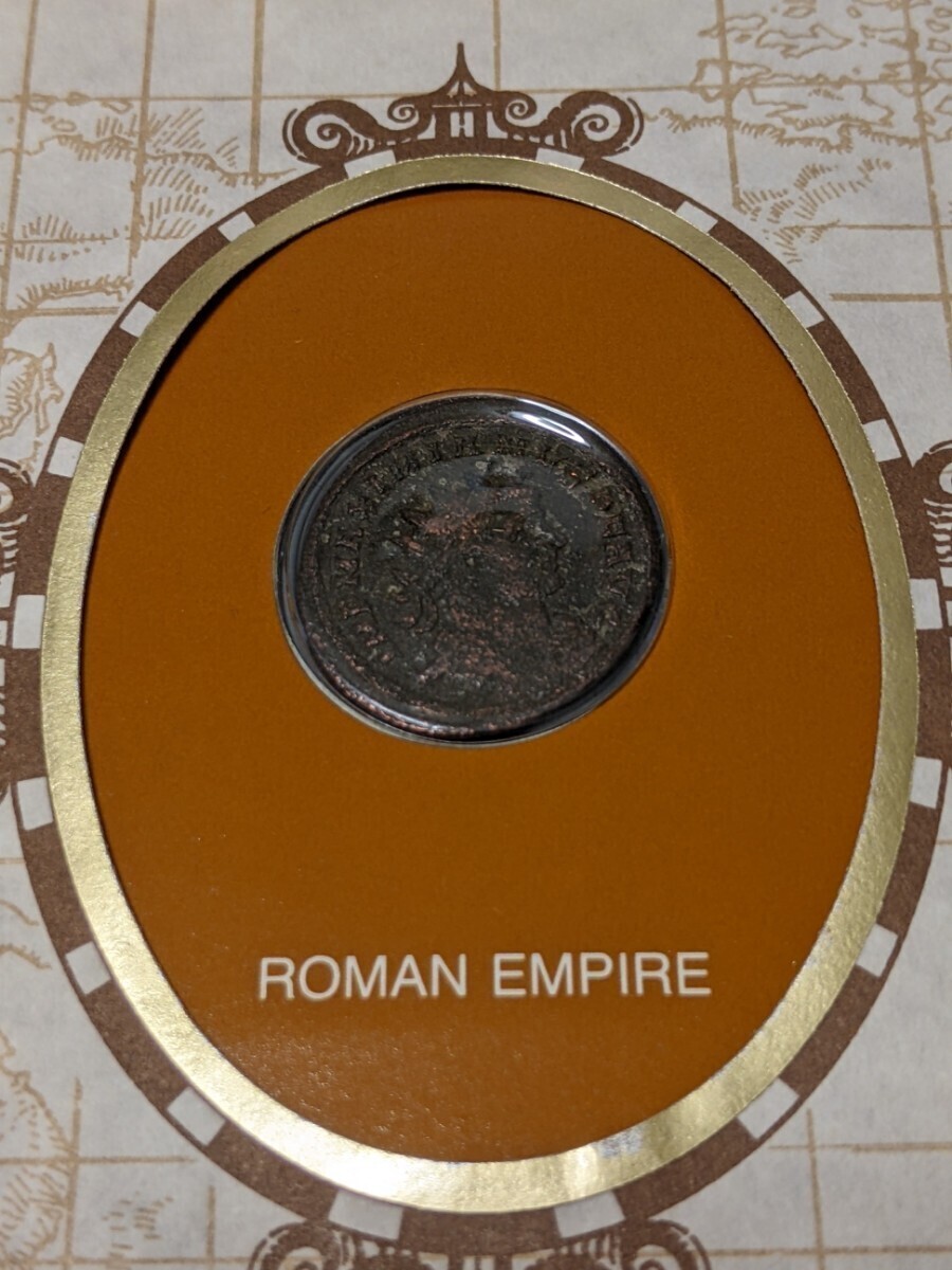 アンティークコイン ローマ帝国　青銅貨（コンスタンチヌス大帝時代（306～337））解説書付きセレクトカバー（1989年ローマ消印）同梱可　_画像1