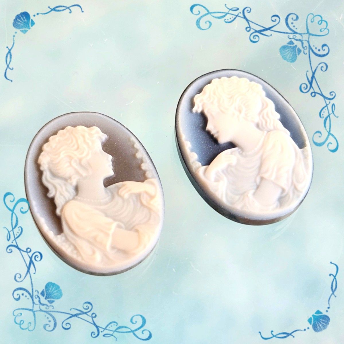 CAMEO カメオ ルース ストーン カメオ 貴婦人 少女 15mm×12mm アンティーク アクセサリー素材